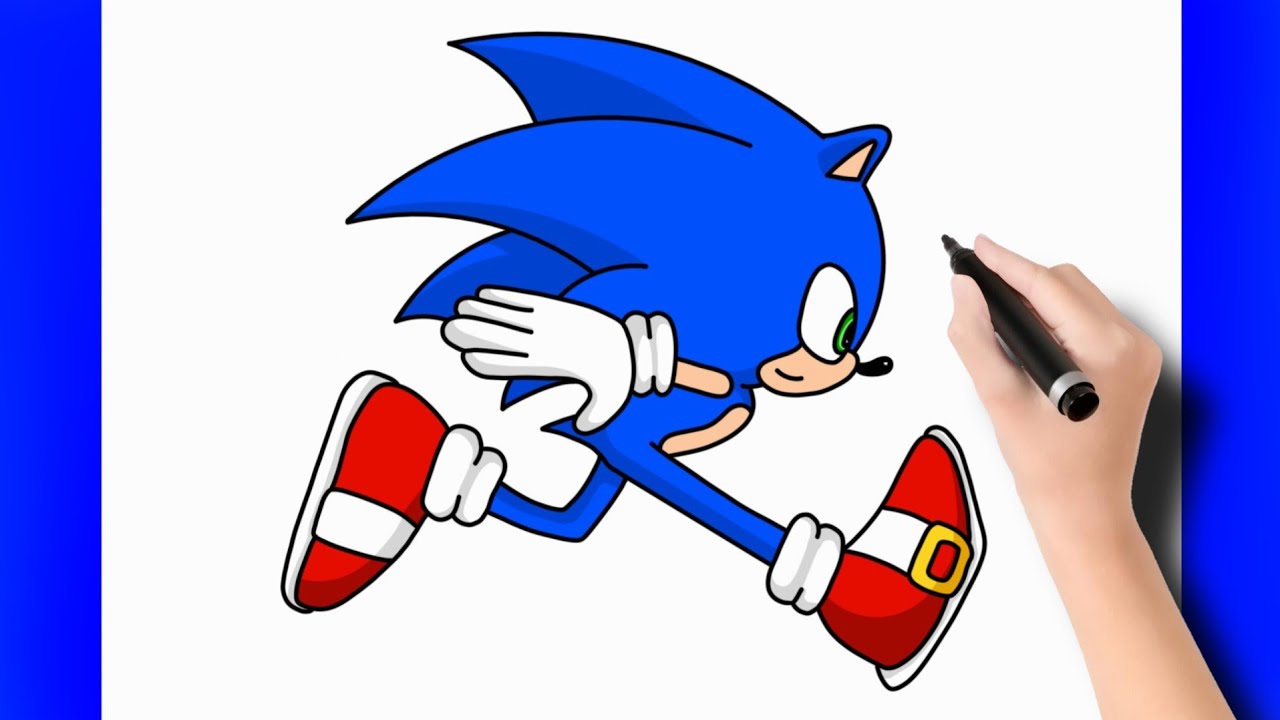 como desenhar o Sonic correndo - how to draw sonic running - como dibujar a  sonic corriendo 