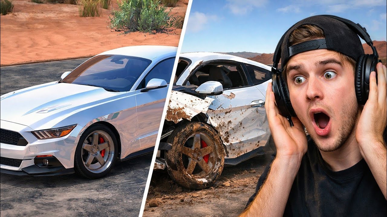 Mustang Drive View Crash Test 😱 Realistic Damage | Car Driving Simulator Gameplay