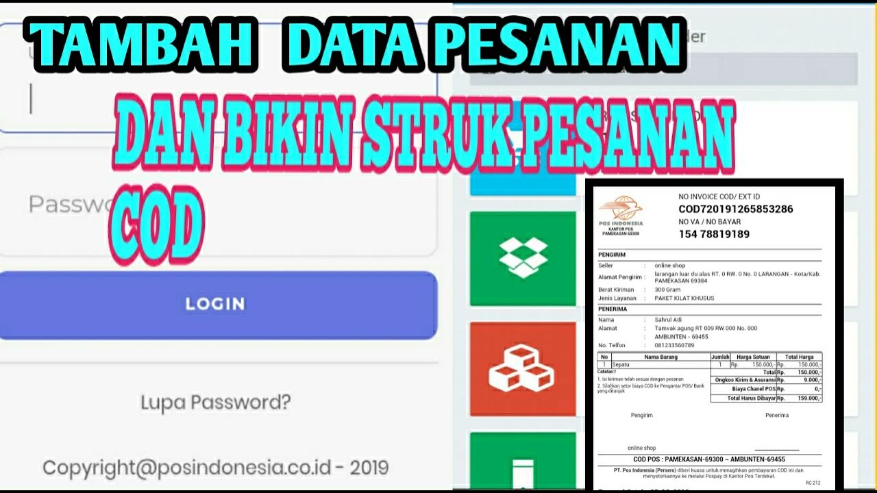 Cara Membuat Nota Struk Dan Tambah Pesanan Cod Pos Indonesia Youtube