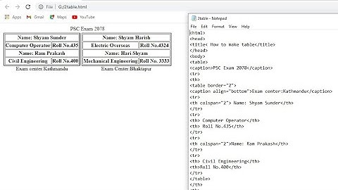 How To Create 2 Tables in 1 Table in HTML | in Notepad | only HTML not css