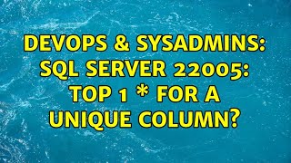 DevOps & SysAdmins: SQL Server 22005: Top 1 \* for a unique column?