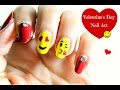 Emoji Nail Art | Valentine&#39;s Day Nail Art design tutorial