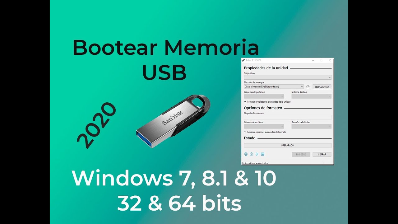 Como Bootear Memoria USB con Windows 7, 8.1, 10- RUFUS 2020 - YouTube