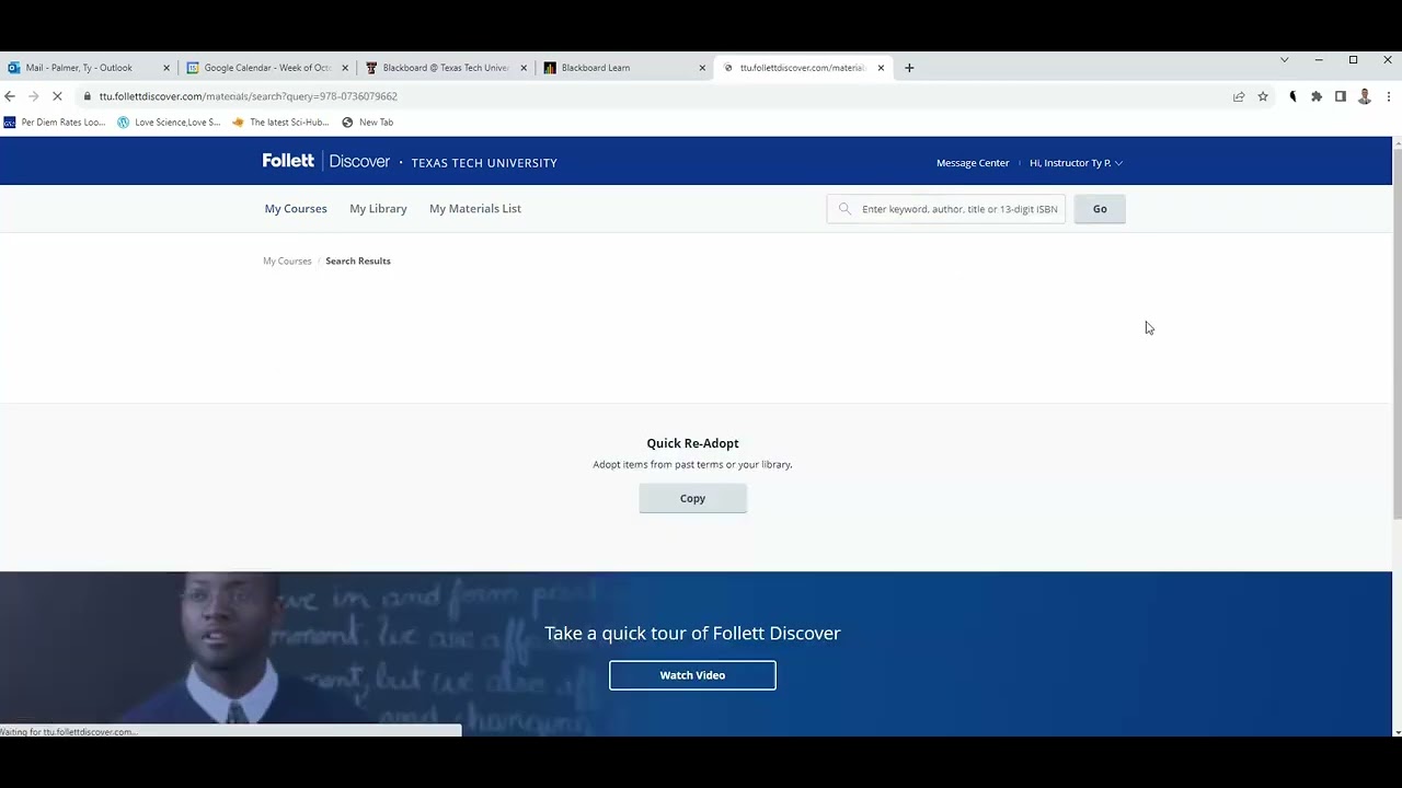 TTU how to? Adopt a textbook for your course through Blackboard and Follett Discover YouTube