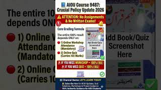 AIOU Code 9487 Fahm-e-Quran | Importance Workshop & Passing Criteria Explained!