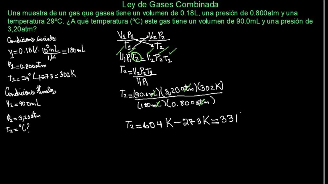 Hoja De Trabajo Sobre La Ley Combinada De Los Gases
