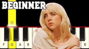 Happier Than Ever- Billie Eilish - Very Easy and Slow Piano tutorial - Beginner
