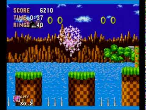 gameplay- Amy in Sonic The Hedgehog 1 green hill a...