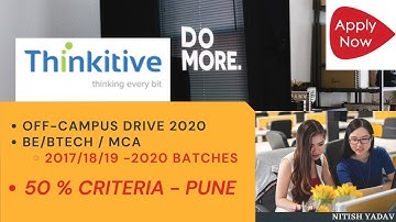 ThinKitive Technologies Off Campus Hiring 2020 | Freshers | Software Engineer | Pune India
