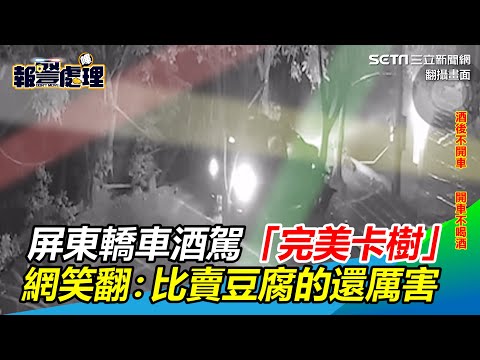 屏東轎車酒駕「完美卡樹」　 網笑翻：比賣豆腐的還厲害｜三立新聞網 SETN.com