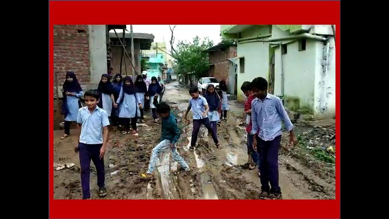 Due to poor condition of road, students are suffering miserablly.