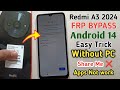 Redmi A3 Frp Bypass Android 14 | Redmi A3 Bypass Google Account 2024 | No Apps | No ShareMe