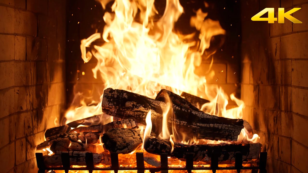 🔥 Камин, тёплая тишина домика и мерцание углей для фонового уюта (Fireplace 4K)