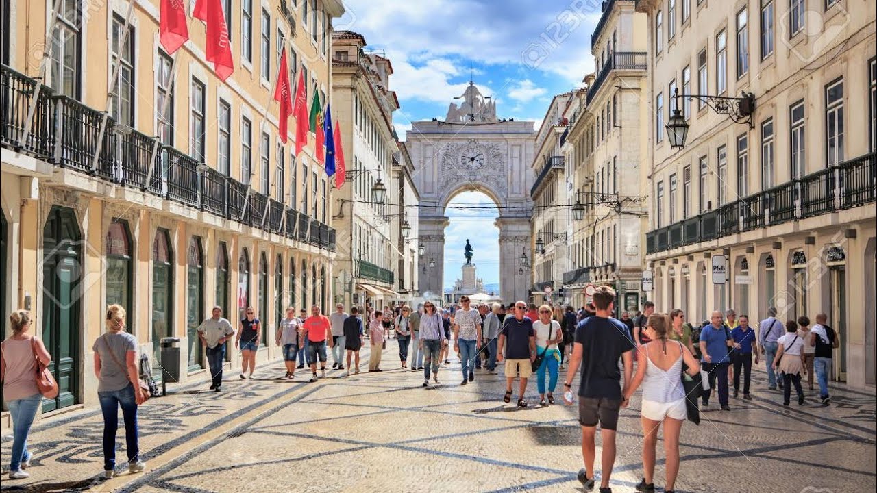 Portugal capital city in Lisbon busy