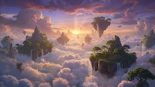 Fantasy Floating Islands Sunset Waterfalls Loop 4K
