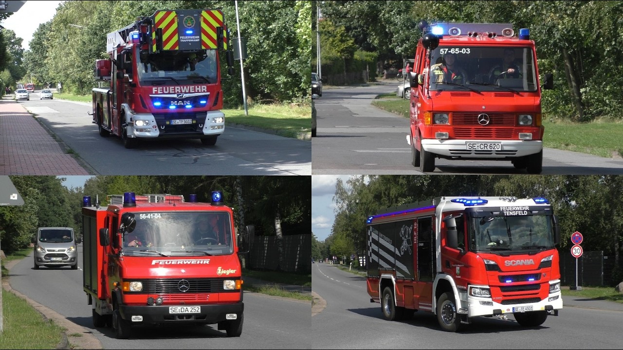 [GEBÄUDE IM VOLLBRAND - FEUER 4. ALARM!] Einsatzfahrten Feuerwehr Kreis Segeberg