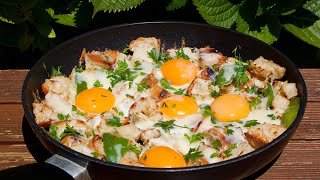 ¡No tires el PAN del día anterior! Haz esta GENIAL RECETA de HUEVOS para cenar (o desayunar).