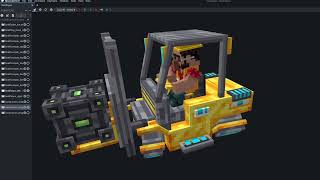 Minecraft Blockbench Vehicle Mod - Animation Set 1 - Forklift with Operator