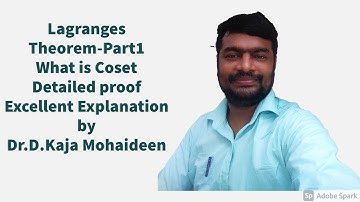 Lagranges theorem - Part 1 - Definition of COSET -  Group Theory - Abstract Algebra - Discrete maths