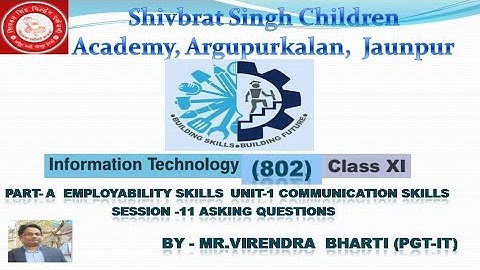 Session 11 Asking Questions Unit 1 Communication Skills Class 11