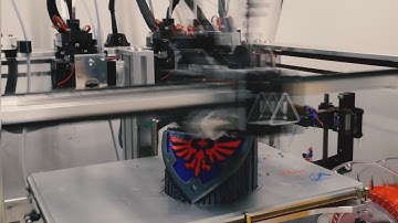 ToolChanging 3D Printer prints Hylian Shield from The Legend of Zelda