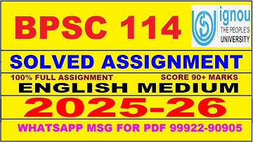 BPSC 114 solved assignment 2025-26 in English || bpsc 114 solved assignment 2026 || bpsc114 2025-26