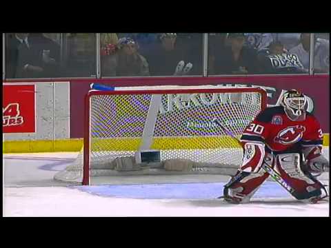 Unlucky Bounce: Martin Brodeur loses his stick and the lead