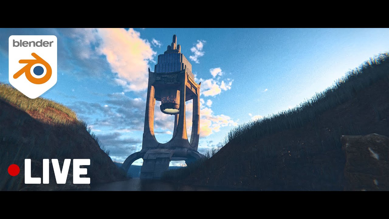Scifi megastructure over a lake in Blender - YouTube