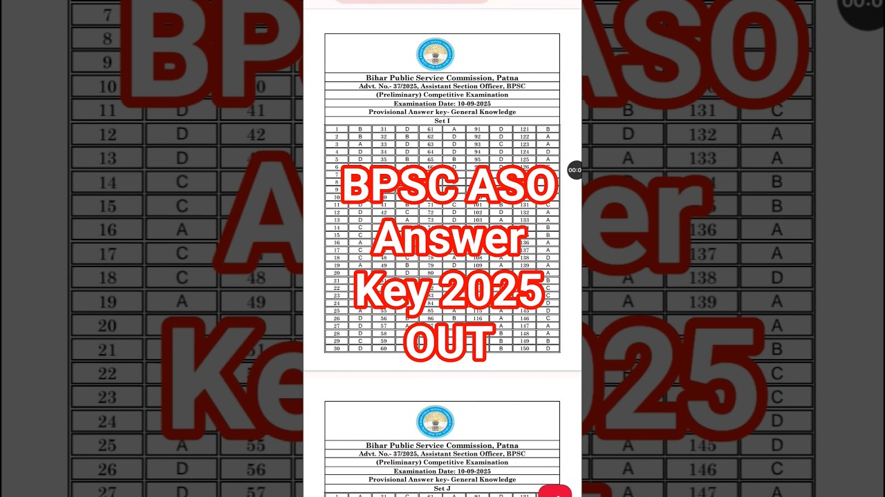 BPSC ASO Answer Key 2025 OUT 🔵 BPSC ASO Answer Key 2025 Kaise Dekhe ? BPSC ASO Official Answer Key
