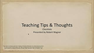 Video 15 - Checklists