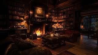 Crackling Fireplace in a Cozy Cottage Library | Cure for Insomnia for 8 Soothing Hours