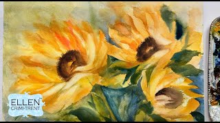 Watercolor Loose Sunflowers