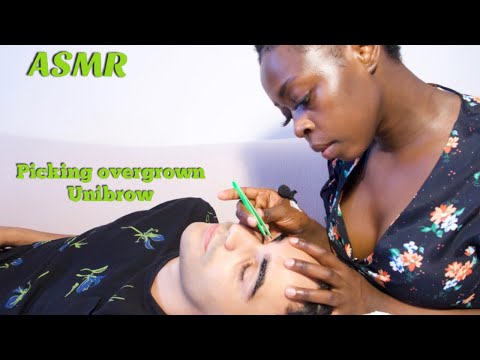ASMR Picking Out Eyebrows | Overgrown Unibrow