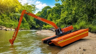 Strong Scale 1/16 : RC Excavator Huina Amphibious New Generation Cleaning The River