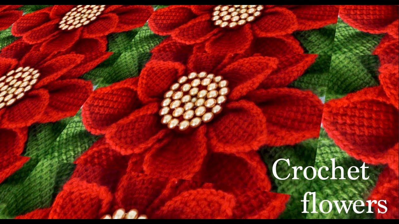 Como hacer Flores Nochebuena en 3D a Crochet paso a paso con hojas tejido  tallermanualperu | Crochet.eu