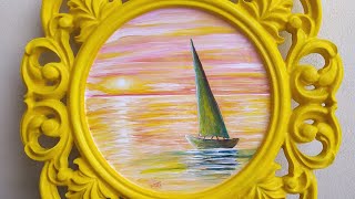 Classic Seascape painting on Oyma Frame | رسم كلاسيكي منظر طبيعي داخل برواز أويما