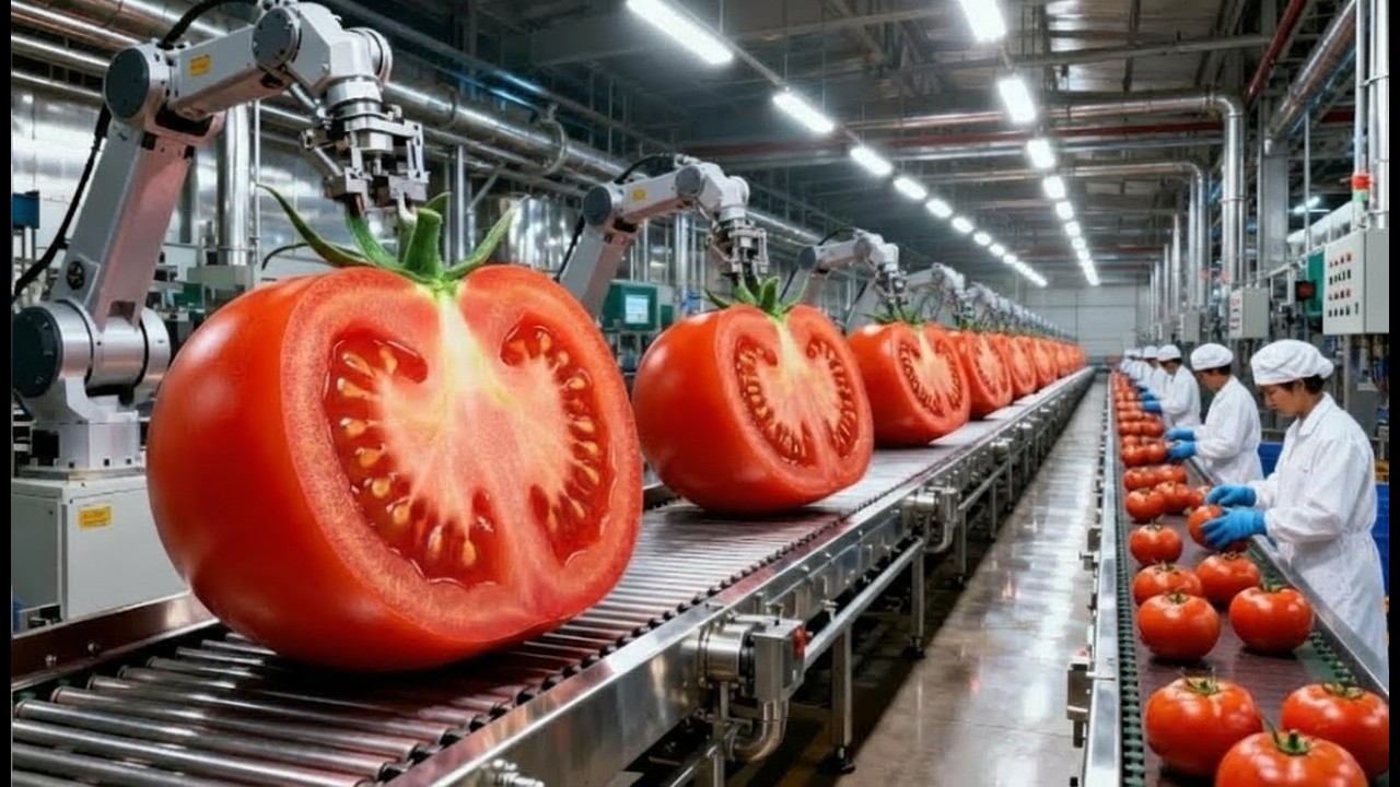 From Field to Jar: The Massive Scale of Modern Tomato Processing - YouTube