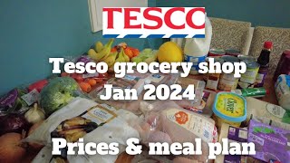 Tesco food shop and meal plan UK 2024 - Family of four - £3pp a day | Budget friendly