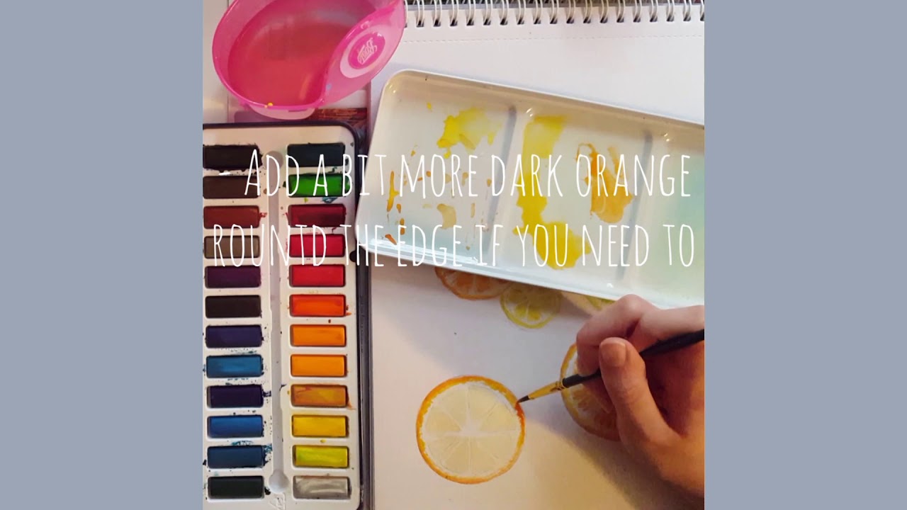 How to paint citrus fruit slices with watercolour for beginners step by step / my first video!