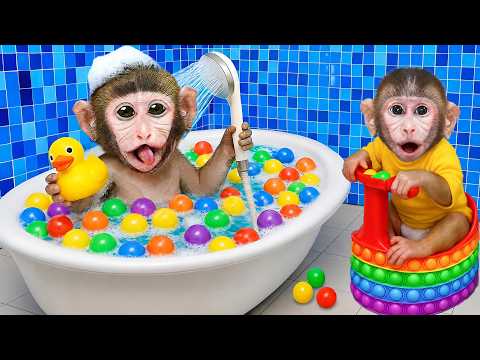 Monkey Momo Adopt and Help Baby Monkey Take A Shower | Momo Monkey Life