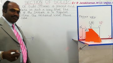 Section of Solids about Cube On Engineering Graphics UNIT 4