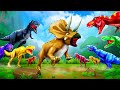 Giant t rex vs triceratops  super dinosaurs epic battles  jurassic world dinosaur cartoons
