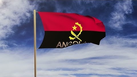 4K Angola flag with title waving in the wind. Looping sun rises style. Animation loop Stock video