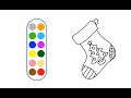 Glitter. How easy to draw and paint Christmas sock? Learn colors for kids.