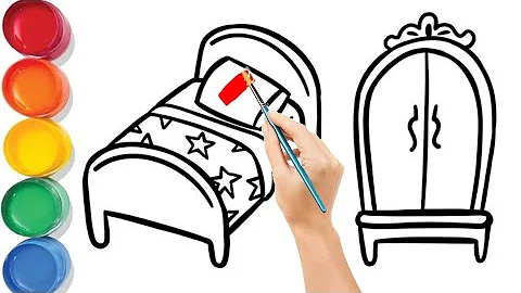 Bed 🛏️   Almirah   Learn color paint and Draw Learn Colorful Creations