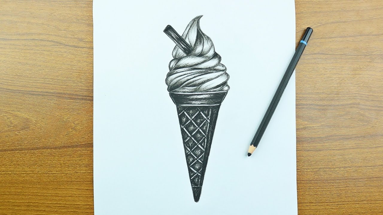 How to draw an Ice-cream with Pencil Sketch | Sketching Video | Learn ...