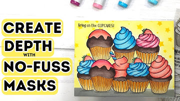 Create Depth on a Stamped Card with No Fuss Masks | Whimsy Stamps