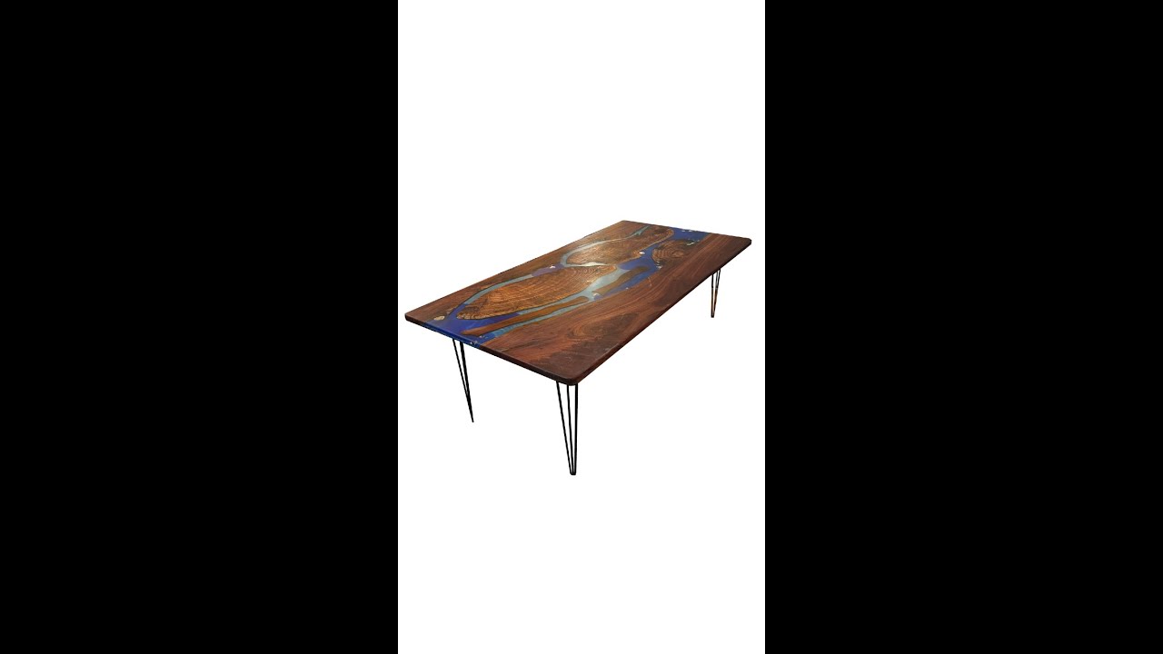 Custom Eucalyptus Wood/Epoxy Live Edge Dining Table in Tacoma | Tacoma Furniture & Consignment