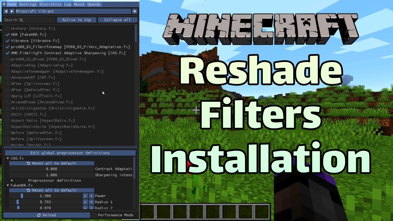 Reshade Minecraft Installation - Real Time Post Processing Shaders