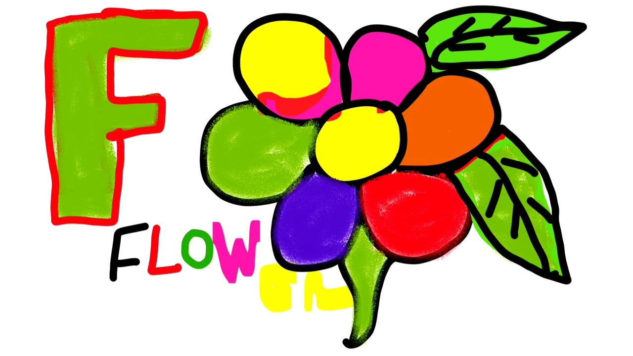 Easy drawing F for Flower 